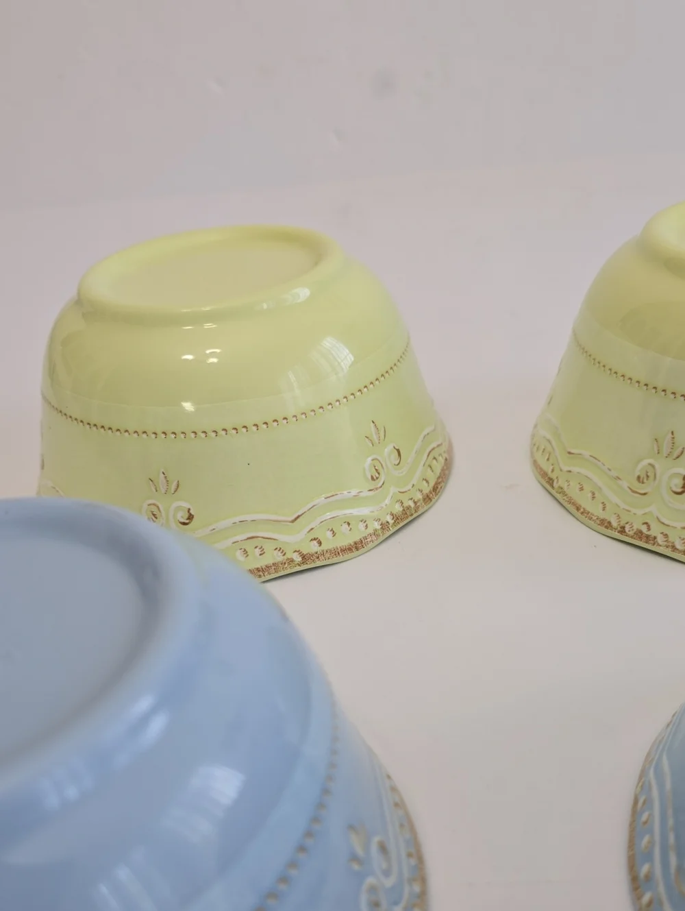 Lenox Set Of 4 French Perle Bowls Melamine Pistachio Green Ice Blue 5 5/8
